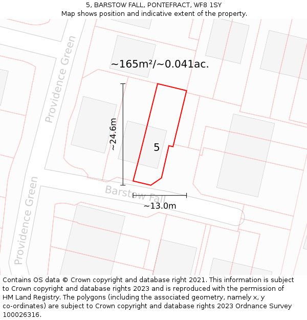 5, BARSTOW FALL, PONTEFRACT, WF8 1SY: Plot and title map