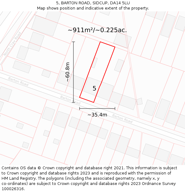 5, BARTON ROAD, SIDCUP, DA14 5LU: Plot and title map