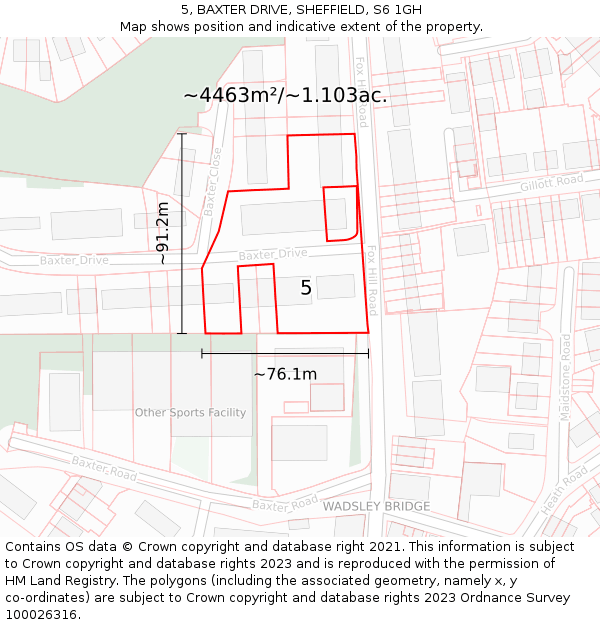 5, BAXTER DRIVE, SHEFFIELD, S6 1GH: Plot and title map