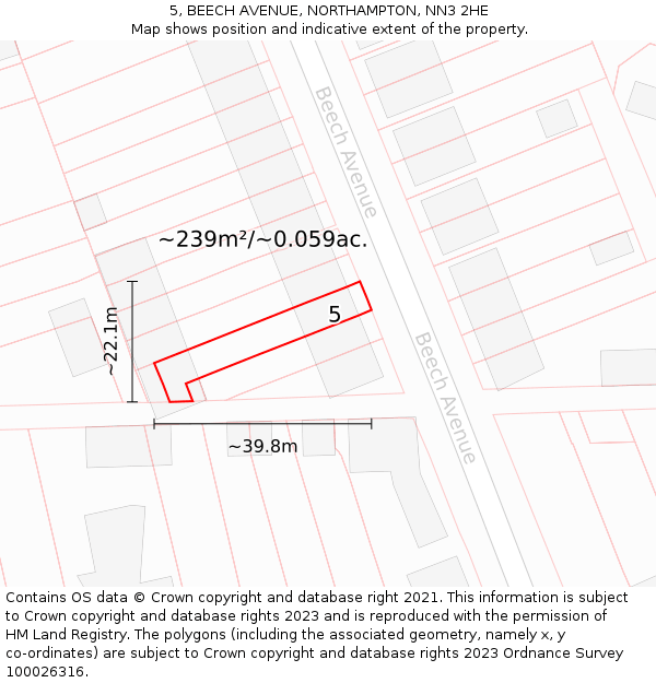 5, BEECH AVENUE, NORTHAMPTON, NN3 2HE: Plot and title map
