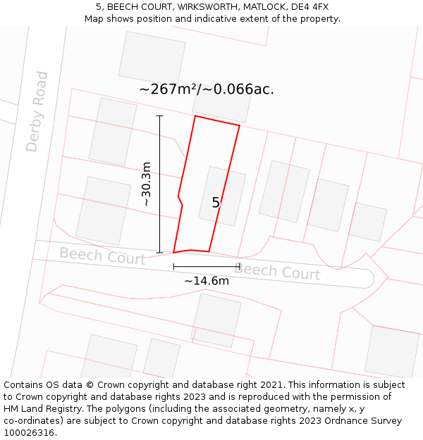 5, BEECH COURT, WIRKSWORTH, MATLOCK, DE4 4FX: Plot and title map