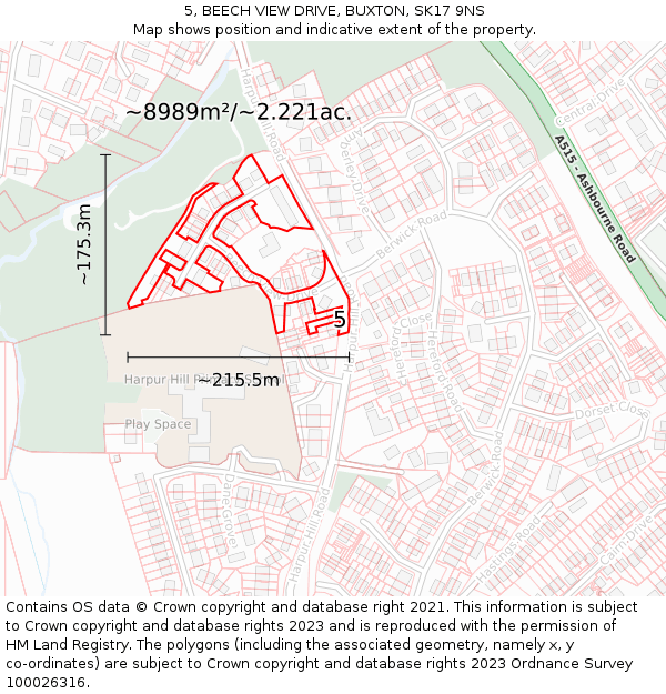 5, BEECH VIEW DRIVE, BUXTON, SK17 9NS: Plot and title map