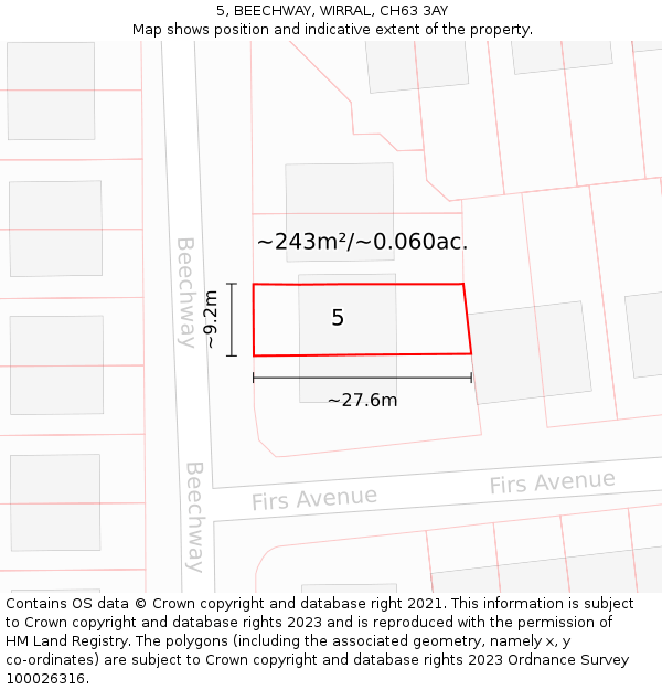 5, BEECHWAY, WIRRAL, CH63 3AY: Plot and title map