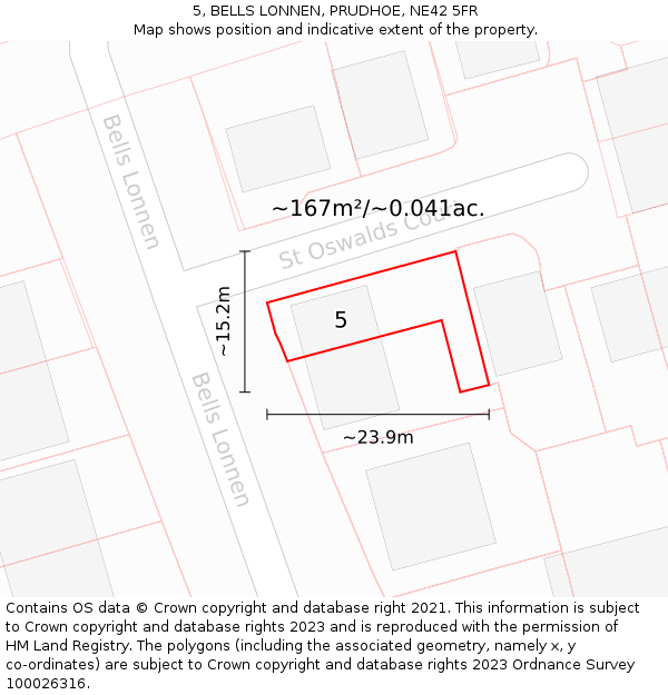 5, BELLS LONNEN, PRUDHOE, NE42 5FR: Plot and title map