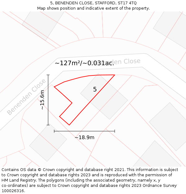 5, BENENDEN CLOSE, STAFFORD, ST17 4TQ: Plot and title map