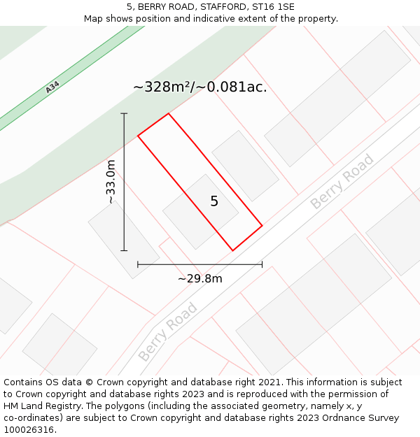5, BERRY ROAD, STAFFORD, ST16 1SE: Plot and title map