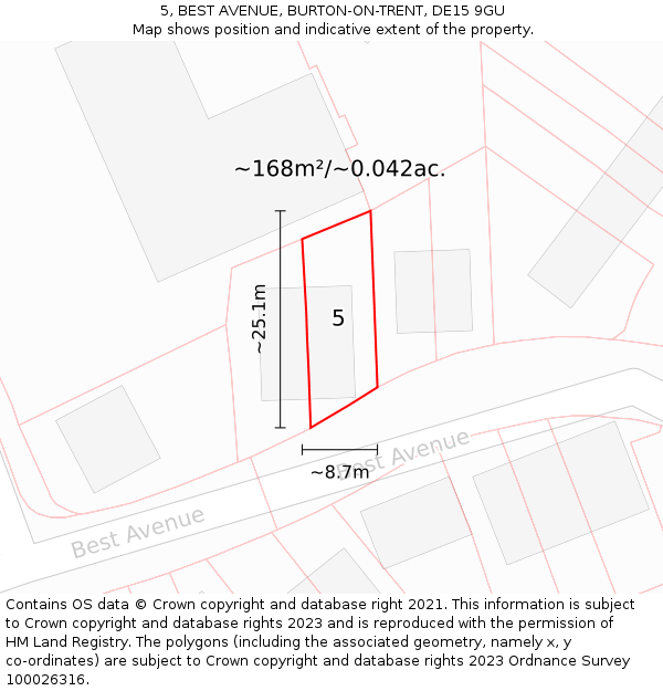 5, BEST AVENUE, BURTON-ON-TRENT, DE15 9GU: Plot and title map