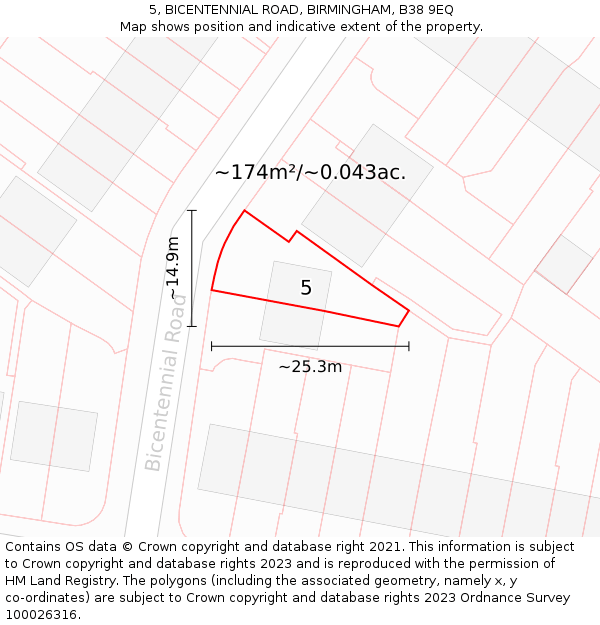 5, BICENTENNIAL ROAD, BIRMINGHAM, B38 9EQ: Plot and title map