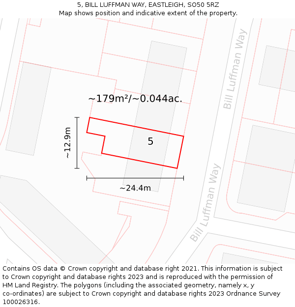 5, BILL LUFFMAN WAY, EASTLEIGH, SO50 5RZ: Plot and title map