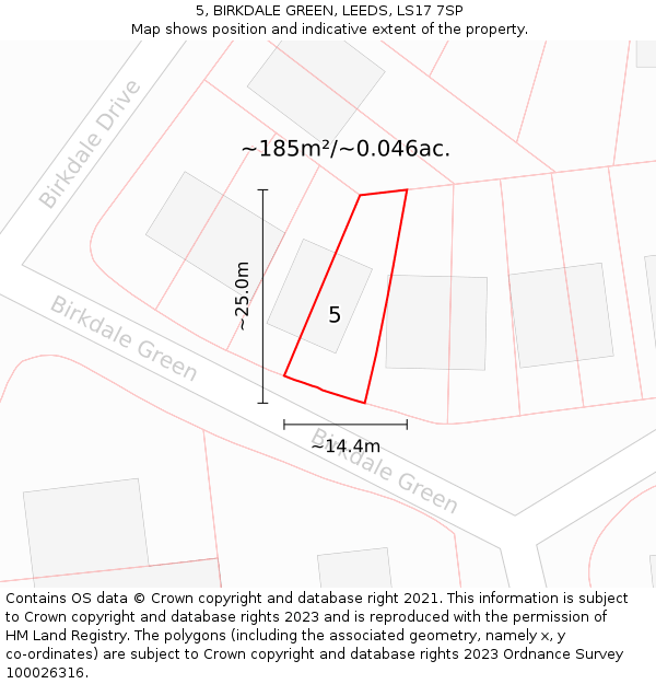 5, BIRKDALE GREEN, LEEDS, LS17 7SP: Plot and title map