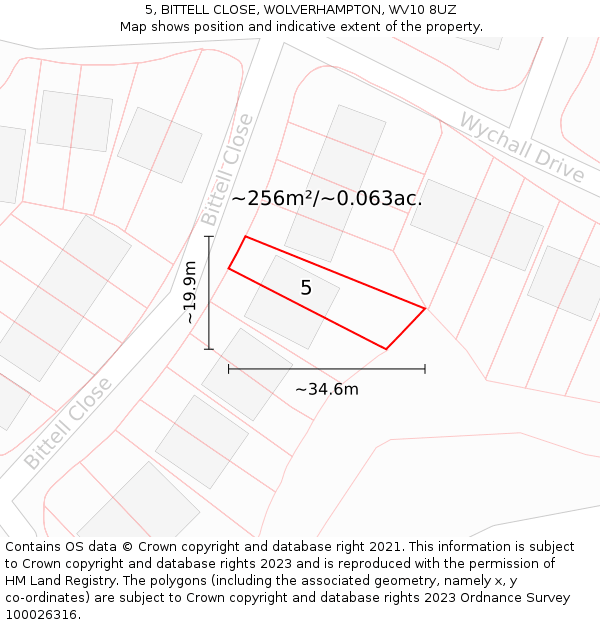 5, BITTELL CLOSE, WOLVERHAMPTON, WV10 8UZ: Plot and title map