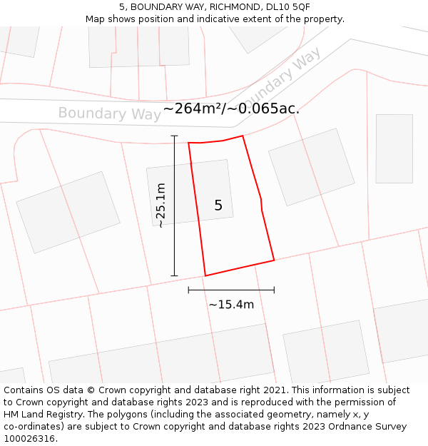 5, BOUNDARY WAY, RICHMOND, DL10 5QF: Plot and title map