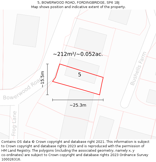 5, BOWERWOOD ROAD, FORDINGBRIDGE, SP6 1BJ: Plot and title map