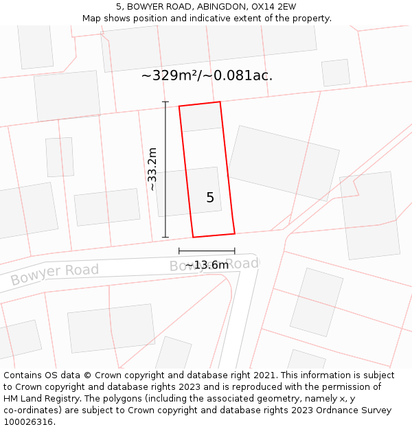 5, BOWYER ROAD, ABINGDON, OX14 2EW: Plot and title map