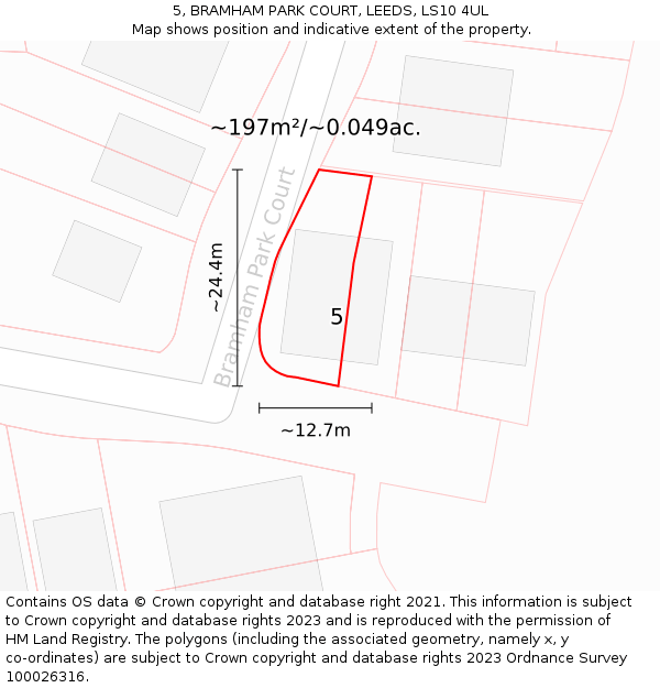5, BRAMHAM PARK COURT, LEEDS, LS10 4UL: Plot and title map