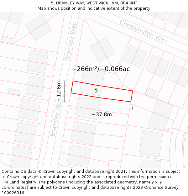 5, BRAMLEY WAY, WEST WICKHAM, BR4 9NT: Plot and title map