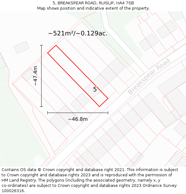 5, BREAKSPEAR ROAD, RUISLIP, HA4 7SB: Plot and title map
