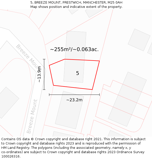 5, BREEZE MOUNT, PRESTWICH, MANCHESTER, M25 0AH: Plot and title map