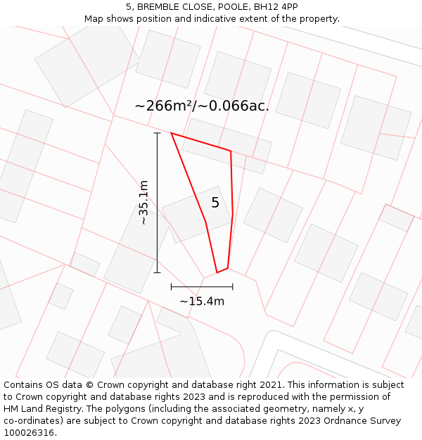 5, BREMBLE CLOSE, POOLE, BH12 4PP: Plot and title map