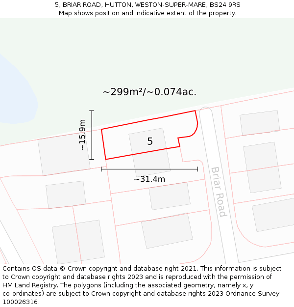5, BRIAR ROAD, HUTTON, WESTON-SUPER-MARE, BS24 9RS: Plot and title map
