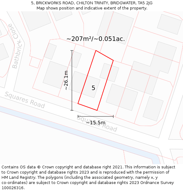 5, BRICKWORKS ROAD, CHILTON TRINITY, BRIDGWATER, TA5 2JG: Plot and title map