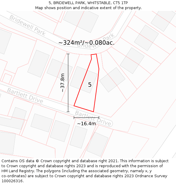 5, BRIDEWELL PARK, WHITSTABLE, CT5 1TP: Plot and title map