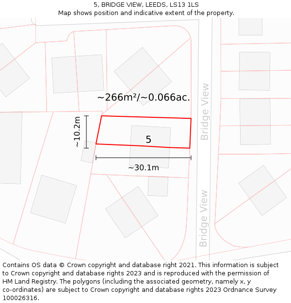 5, BRIDGE VIEW, LEEDS, LS13 1LS: Plot and title map