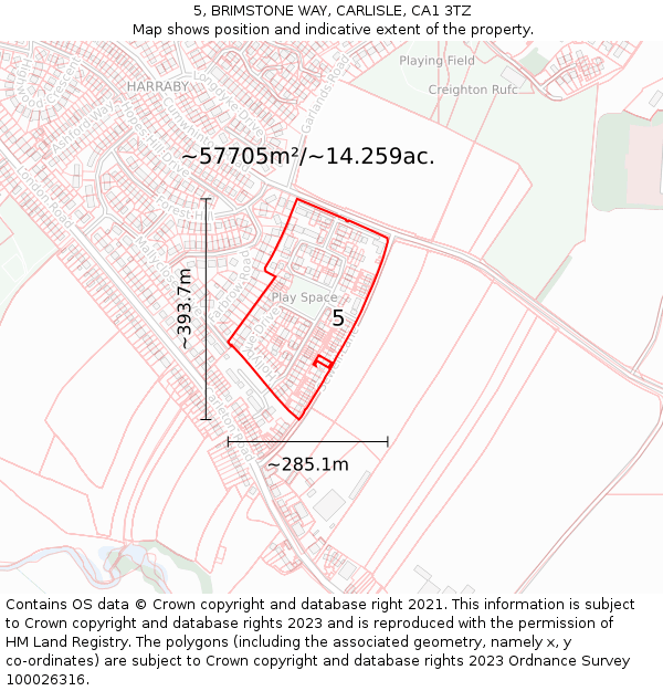 5, BRIMSTONE WAY, CARLISLE, CA1 3TZ: Plot and title map