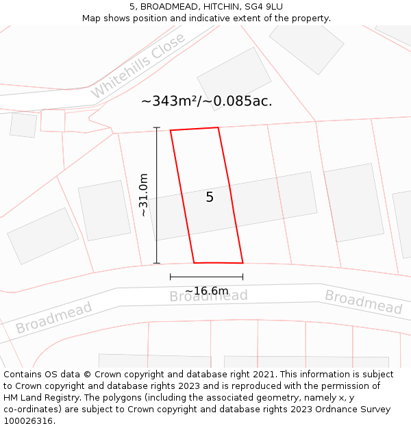 5, BROADMEAD, HITCHIN, SG4 9LU: Plot and title map