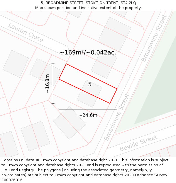 5, BROADMINE STREET, STOKE-ON-TRENT, ST4 2LQ: Plot and title map
