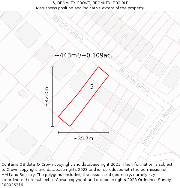 5, BROMLEY GROVE, BROMLEY, BR2 0LP: Plot and title map