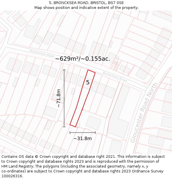 5, BRONCKSEA ROAD, BRISTOL, BS7 0SE: Plot and title map