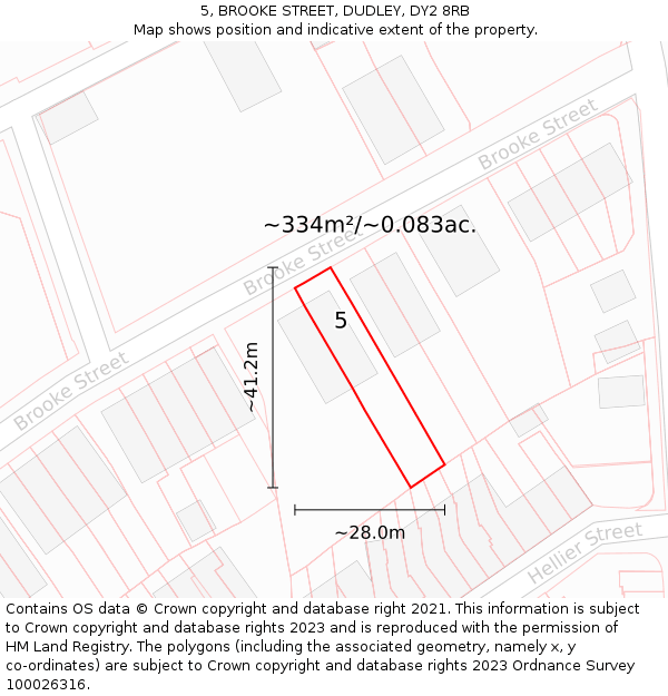 5, BROOKE STREET, DUDLEY, DY2 8RB: Plot and title map