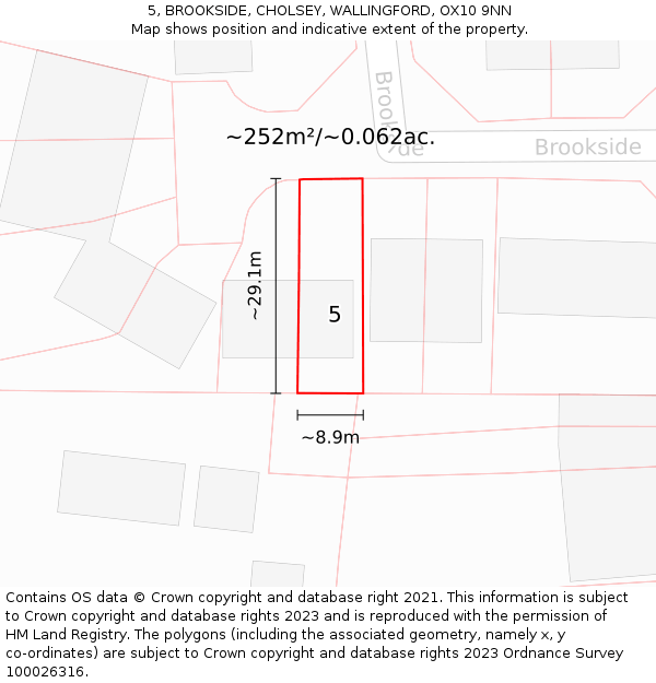 5, BROOKSIDE, CHOLSEY, WALLINGFORD, OX10 9NN: Plot and title map