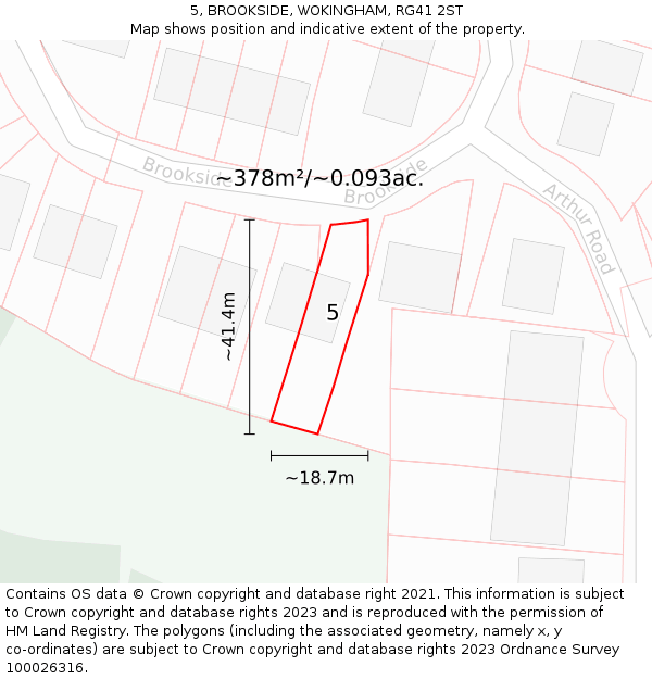 5, BROOKSIDE, WOKINGHAM, RG41 2ST: Plot and title map