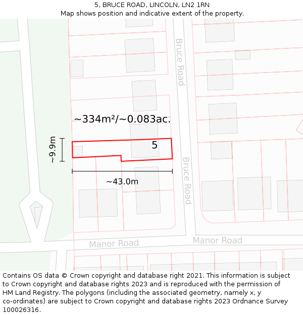 5, BRUCE ROAD, LINCOLN, LN2 1RN: Plot and title map