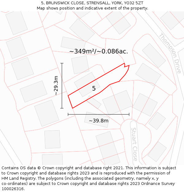 5, BRUNSWICK CLOSE, STRENSALL, YORK, YO32 5ZT: Plot and title map