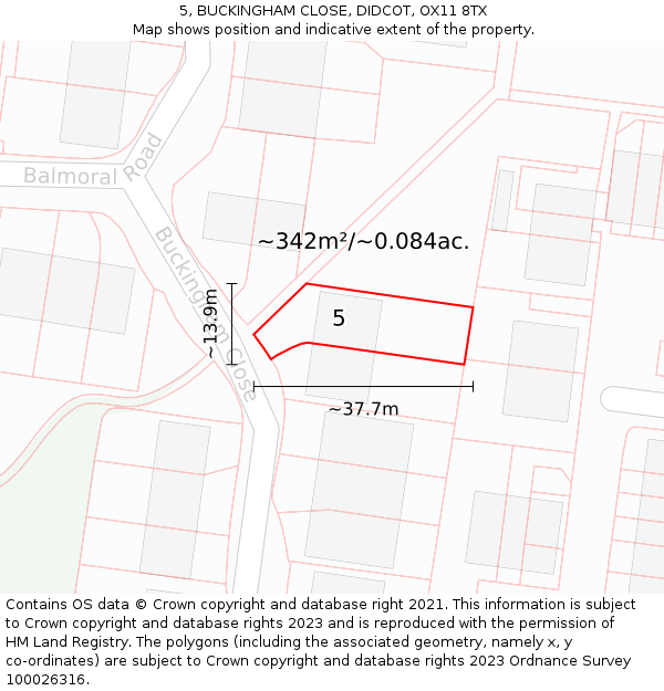 5, BUCKINGHAM CLOSE, DIDCOT, OX11 8TX: Plot and title map
