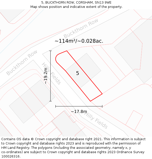5, BUCKTHORN ROW, CORSHAM, SN13 9WE: Plot and title map