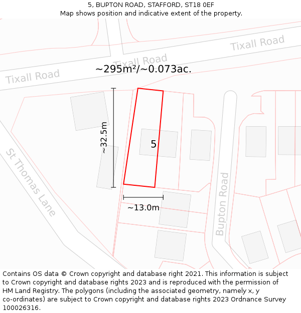 5, BUPTON ROAD, STAFFORD, ST18 0EF: Plot and title map