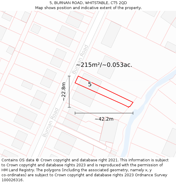 5, BURNAN ROAD, WHITSTABLE, CT5 2QD: Plot and title map