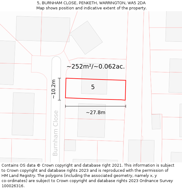 5, BURNHAM CLOSE, PENKETH, WARRINGTON, WA5 2DA: Plot and title map
