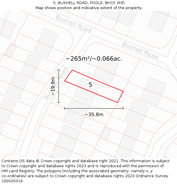 5, BUSHELL ROAD, POOLE, BH15 3HD: Plot and title map