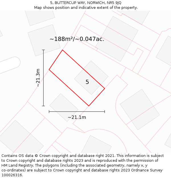 5, BUTTERCUP WAY, NORWICH, NR5 9JQ: Plot and title map