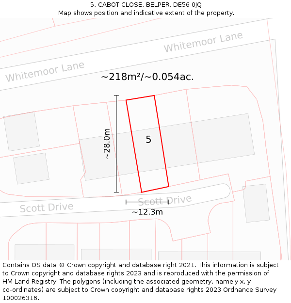 5, CABOT CLOSE, BELPER, DE56 0JQ: Plot and title map