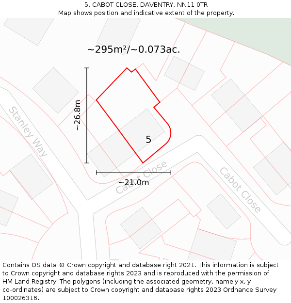 5, CABOT CLOSE, DAVENTRY, NN11 0TR: Plot and title map