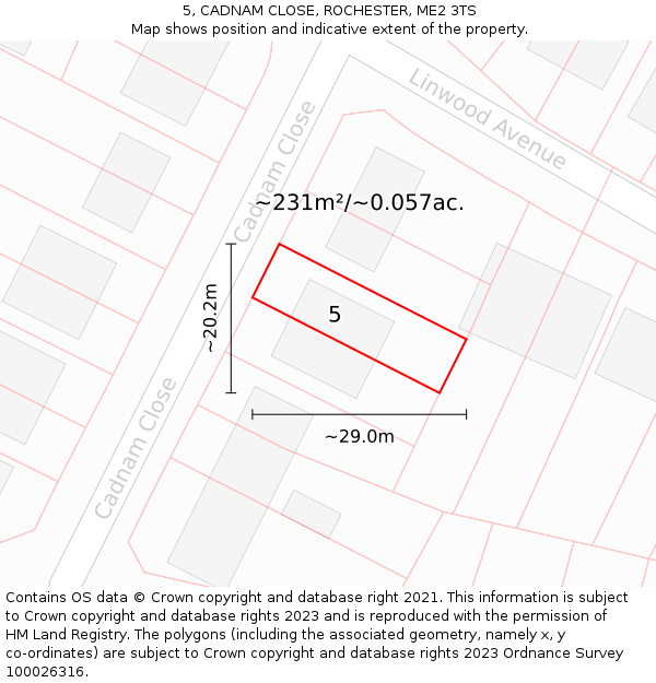 5, CADNAM CLOSE, ROCHESTER, ME2 3TS: Plot and title map