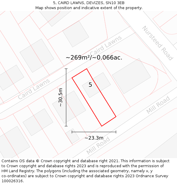 5, CAIRD LAWNS, DEVIZES, SN10 3EB: Plot and title map