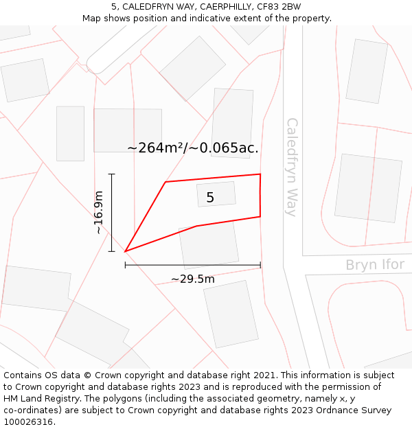 5, CALEDFRYN WAY, CAERPHILLY, CF83 2BW: Plot and title map