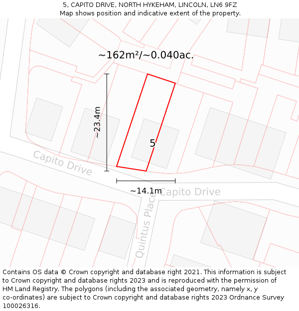 5, CAPITO DRIVE, NORTH HYKEHAM, LINCOLN, LN6 9FZ: Plot and title map